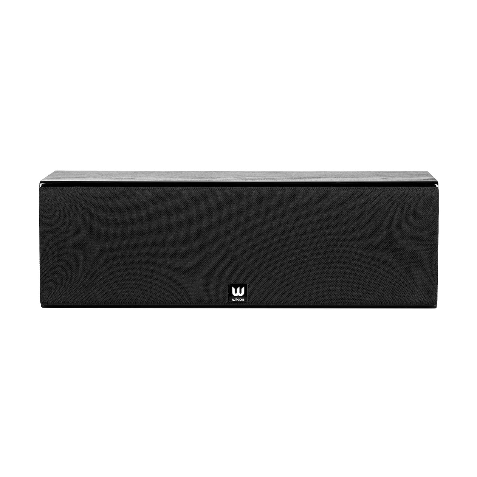 Boxă centrală Wilson Raptor Vocal, vedere frontală, culoare neagră, grilaj față vizibil, logo Wilson jos.