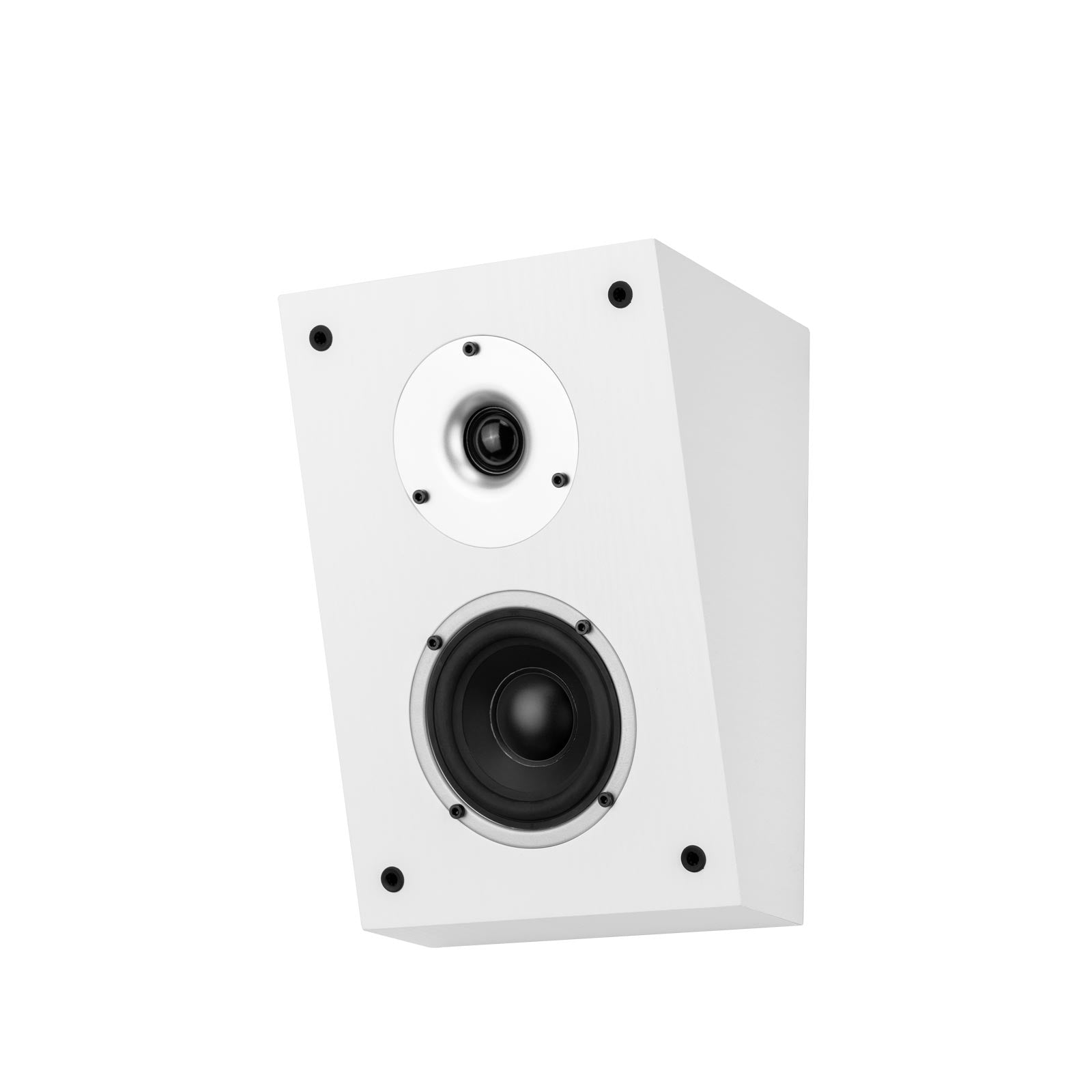 Boxa albă Wilson Raptor X, vedere frontală. Prezintă un tweeter și un woofer, ideală pentru sistemul Atmos.