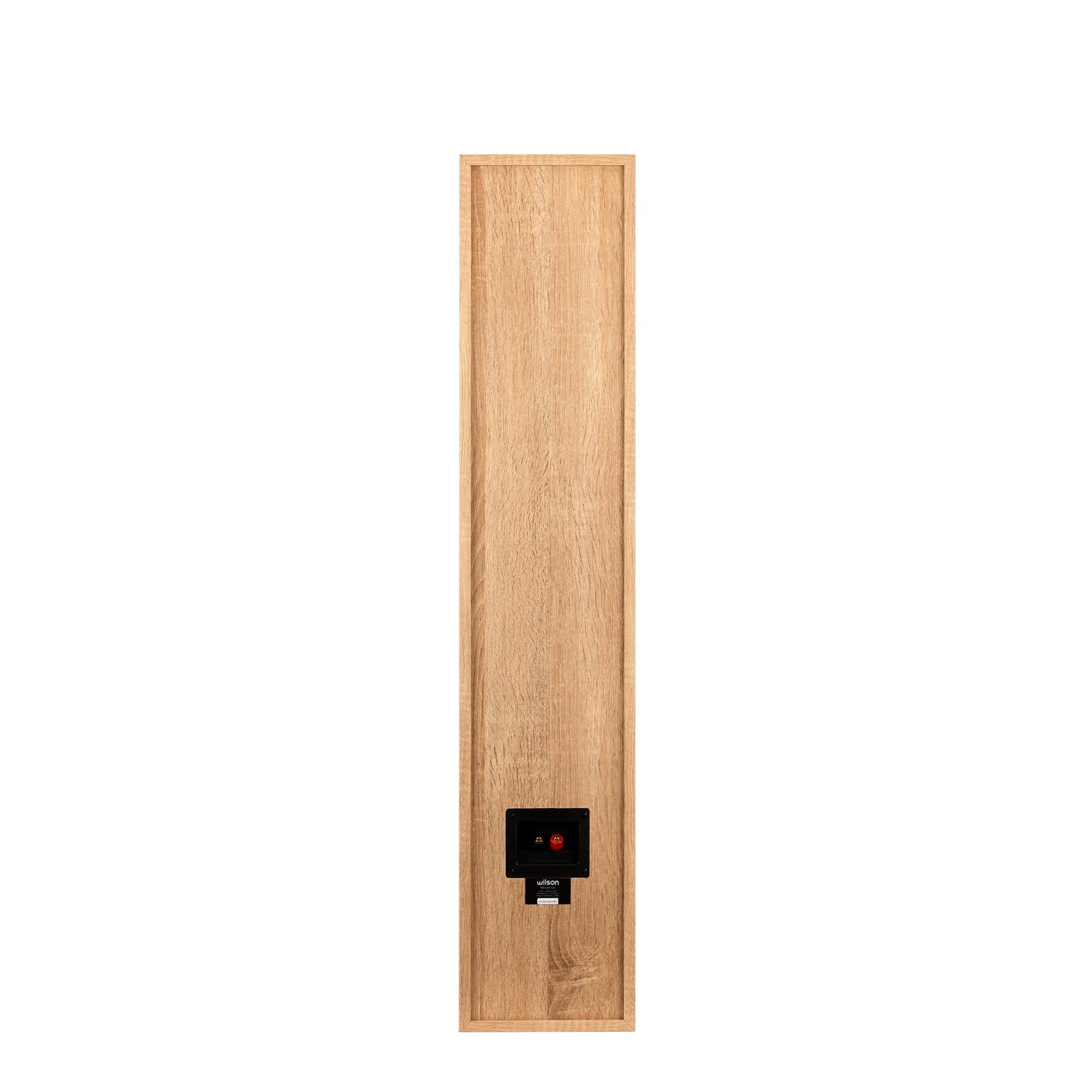 Spatele boxei Wilson Digits Six Light Oak, conectori vizibili, finisaj stejar deschis, vedere din spate.