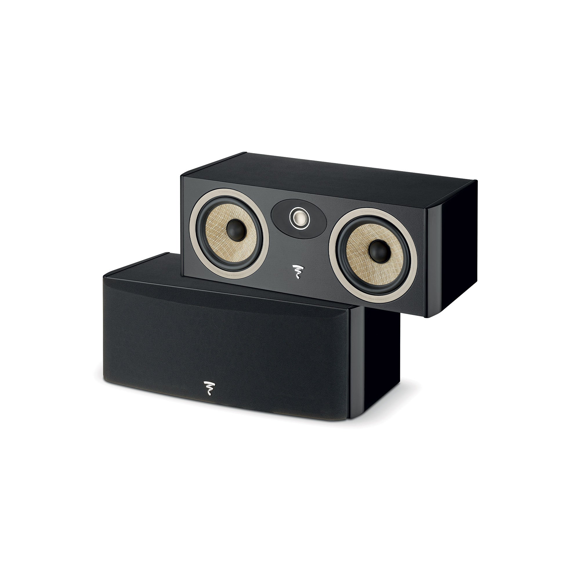 Focal ARIA EVO X CENTER Boxe centru, vedere frontală, culoare neagră, două difuzoare vizibile, tweeter central.