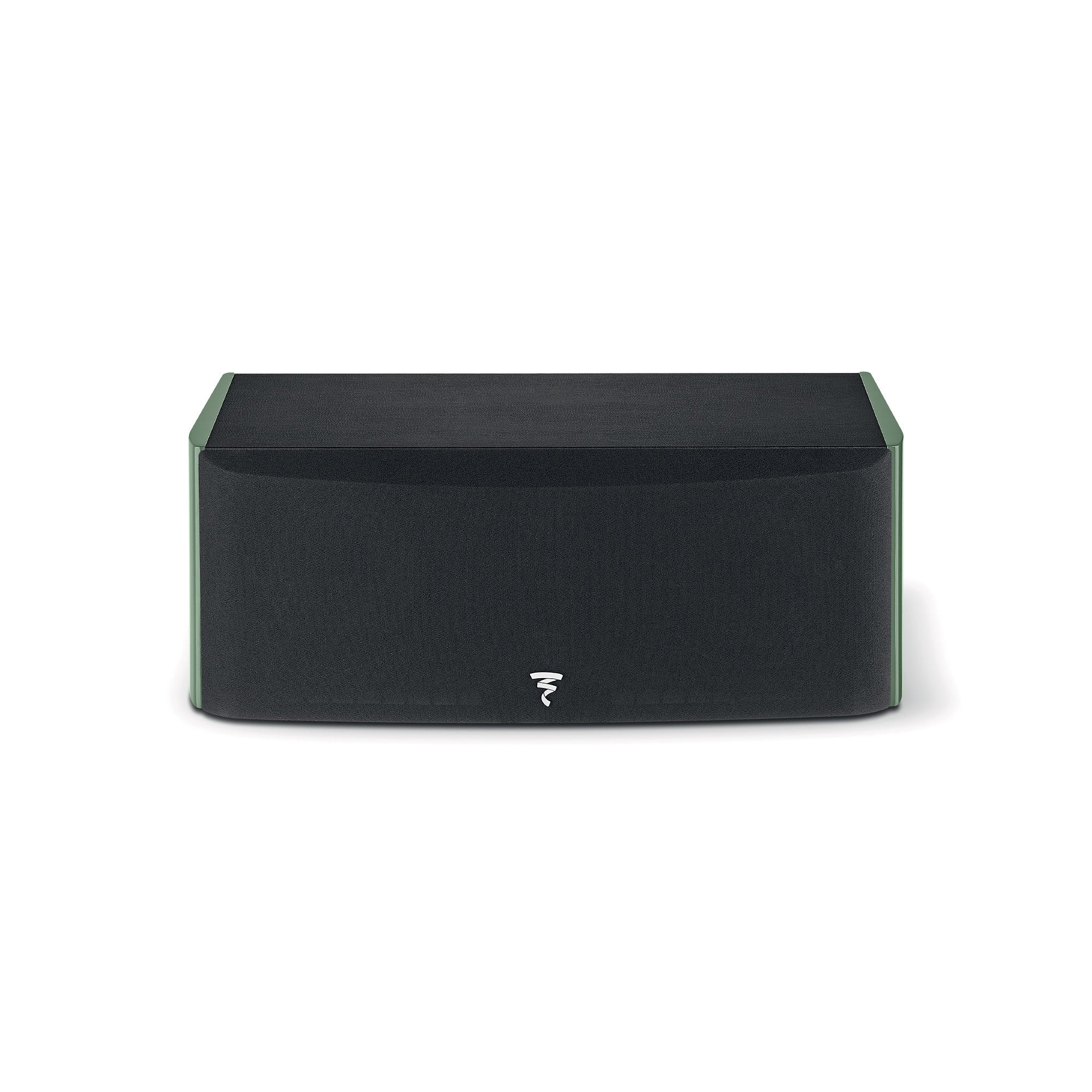Boxa centrală Focal ARIA EVO X CENTER, față, culoare verde mușchi, grilaj frontal vizibil, logo central.