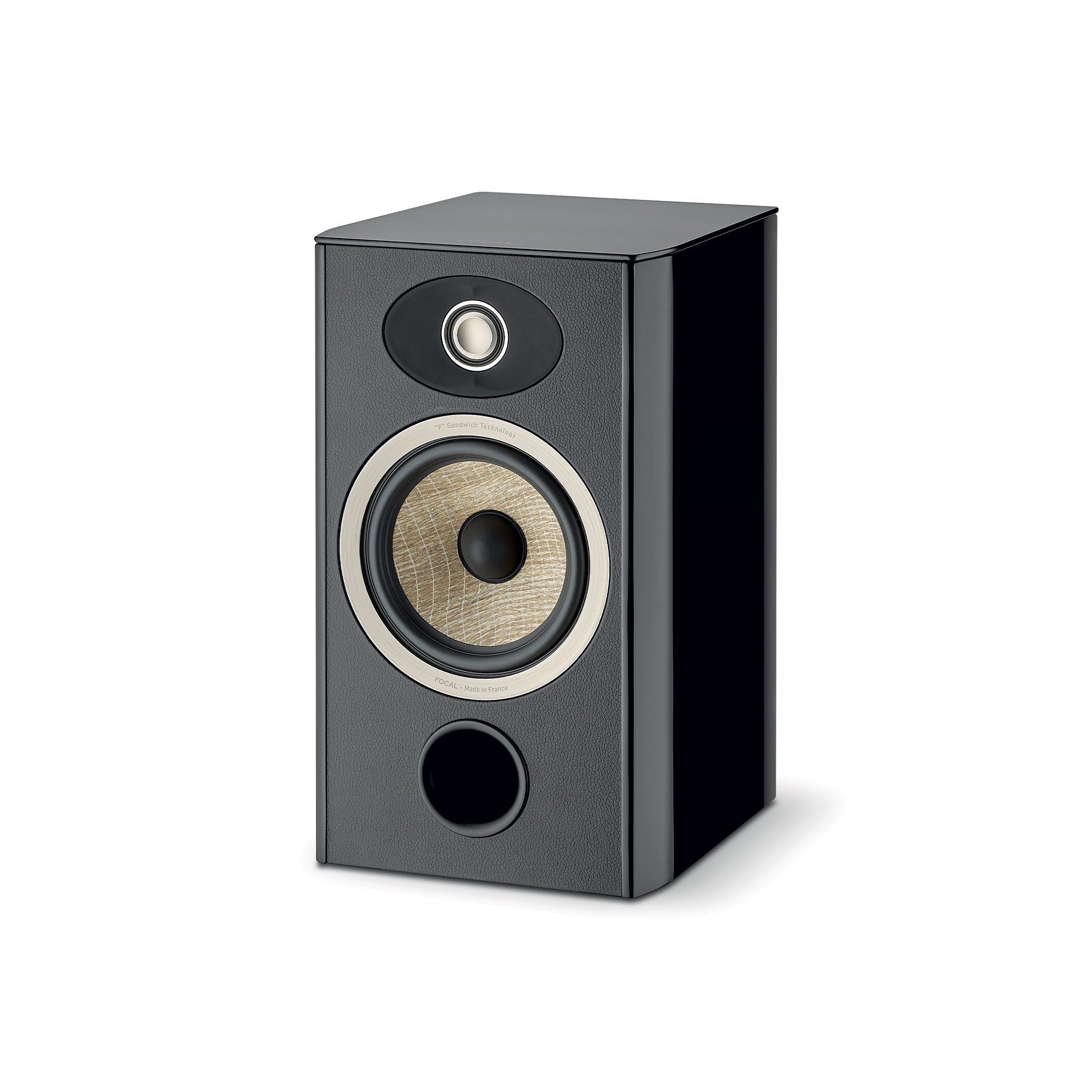Boxă Focal ARIA EVO X N°1, negru, vedere din față, difuzor principal și tweeter vizibile.