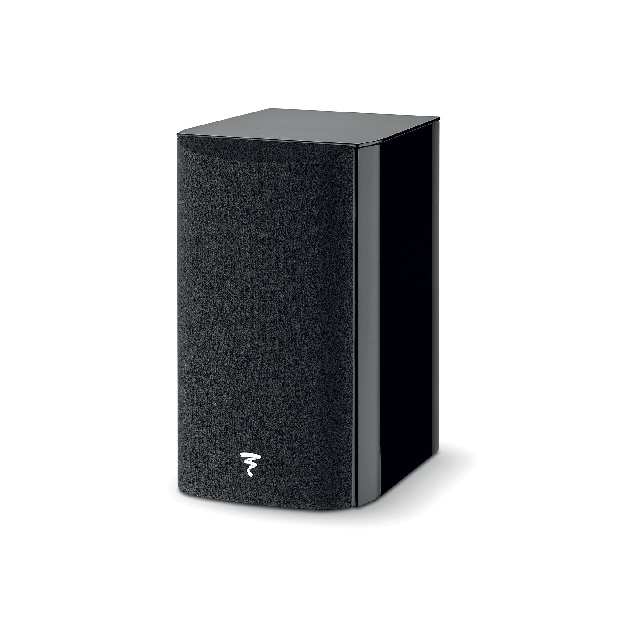 Boxă Focal ARIA EVO X N°1, negru, vedere 3/4 față. Grilaj frontal vizibil, design compact.#culoare_black-gloss