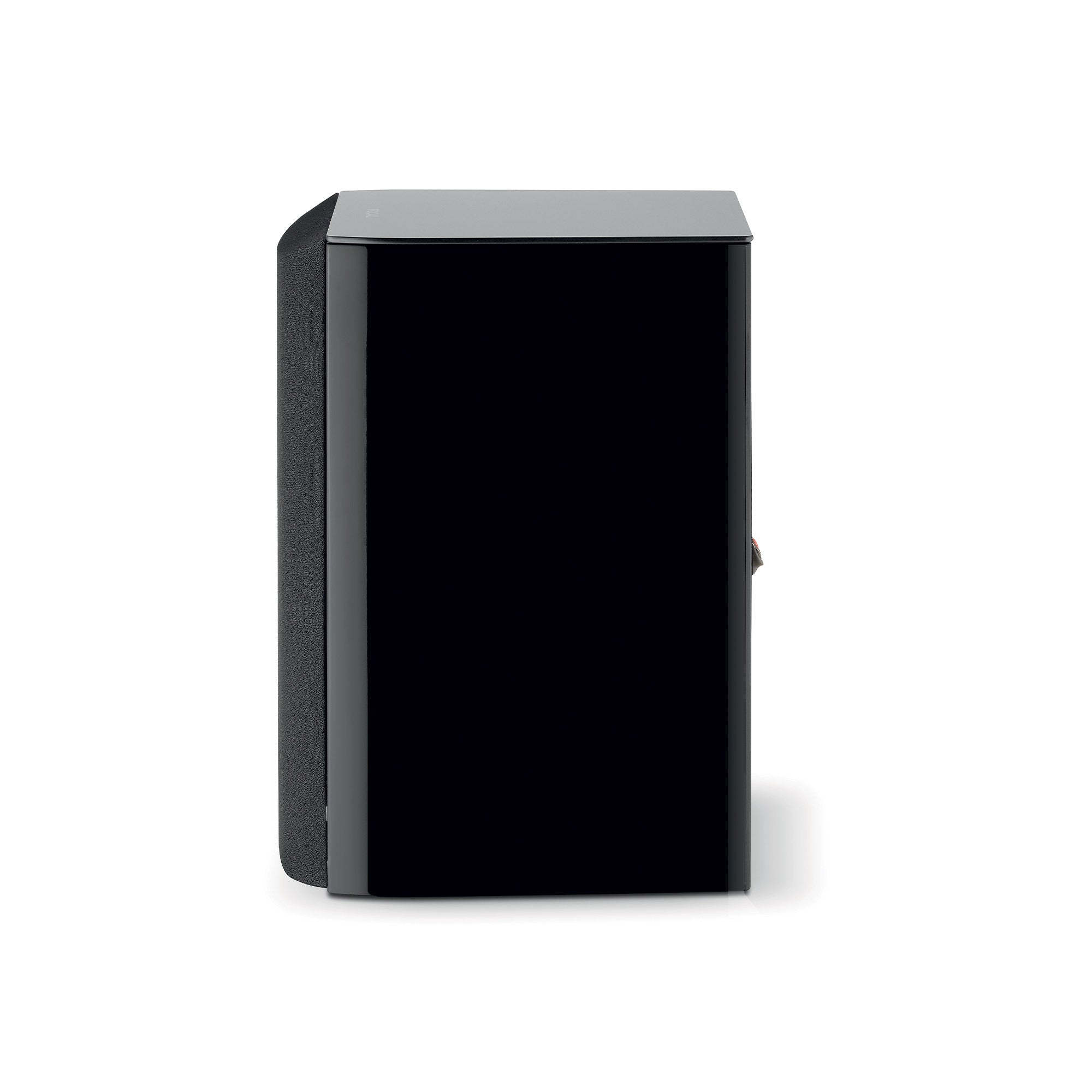 Boxa Focal ARIA EVO X N°1, vedere laterală, culoare negru, profil subțire, panou lateral vizibil.