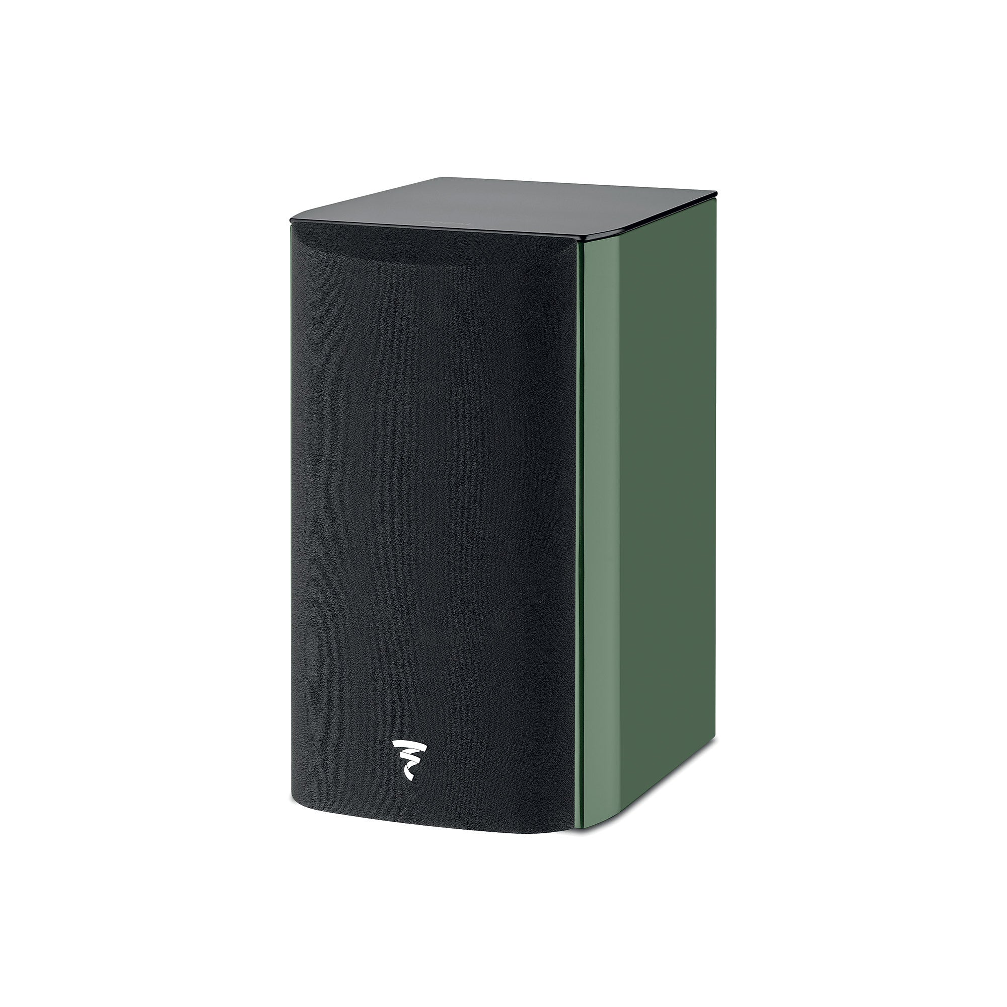 Boxă Focal ARIA EVO X N°1, vedere din față, culoare verde mușchi, grilaj frontal vizibil.