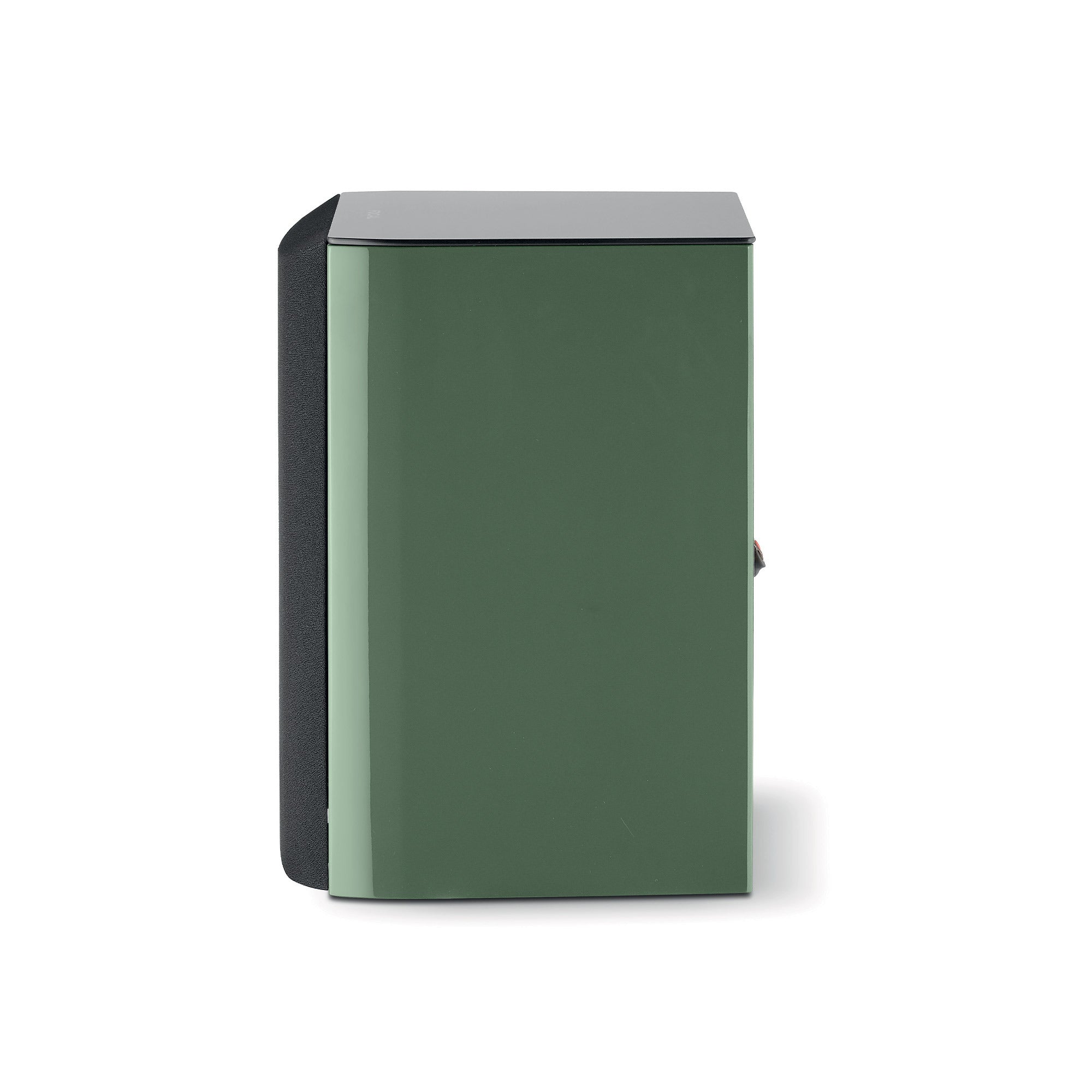 Boxă Focal ARIA EVO X N°1, profil lateral, culoare verde mușchi, cu panou lateral neted și colțuri rotunjite.