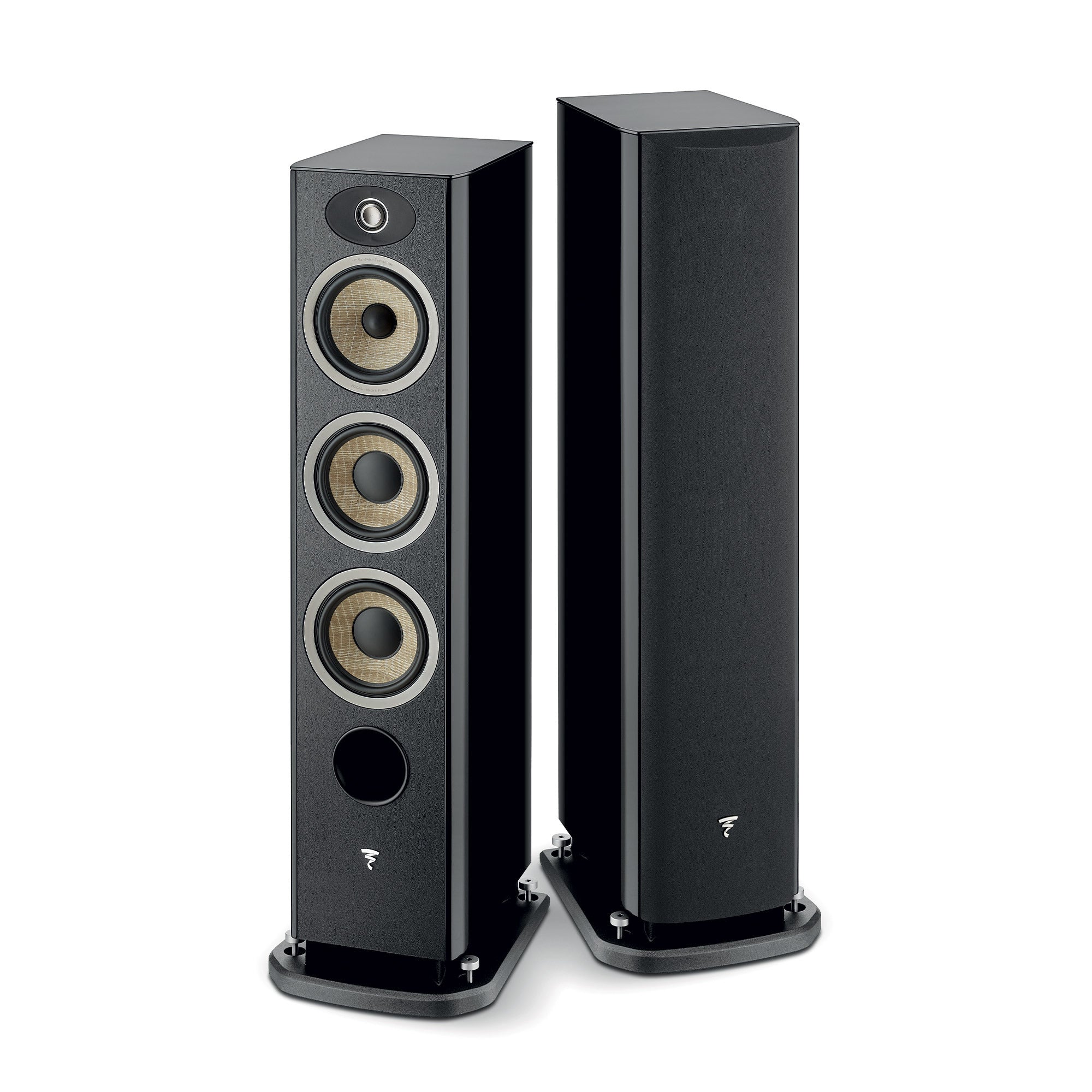Focal ARIA EVO X N2 Boxe de podea, vedere frontală, negru, trei difuzoare vizibile, pereche completă.