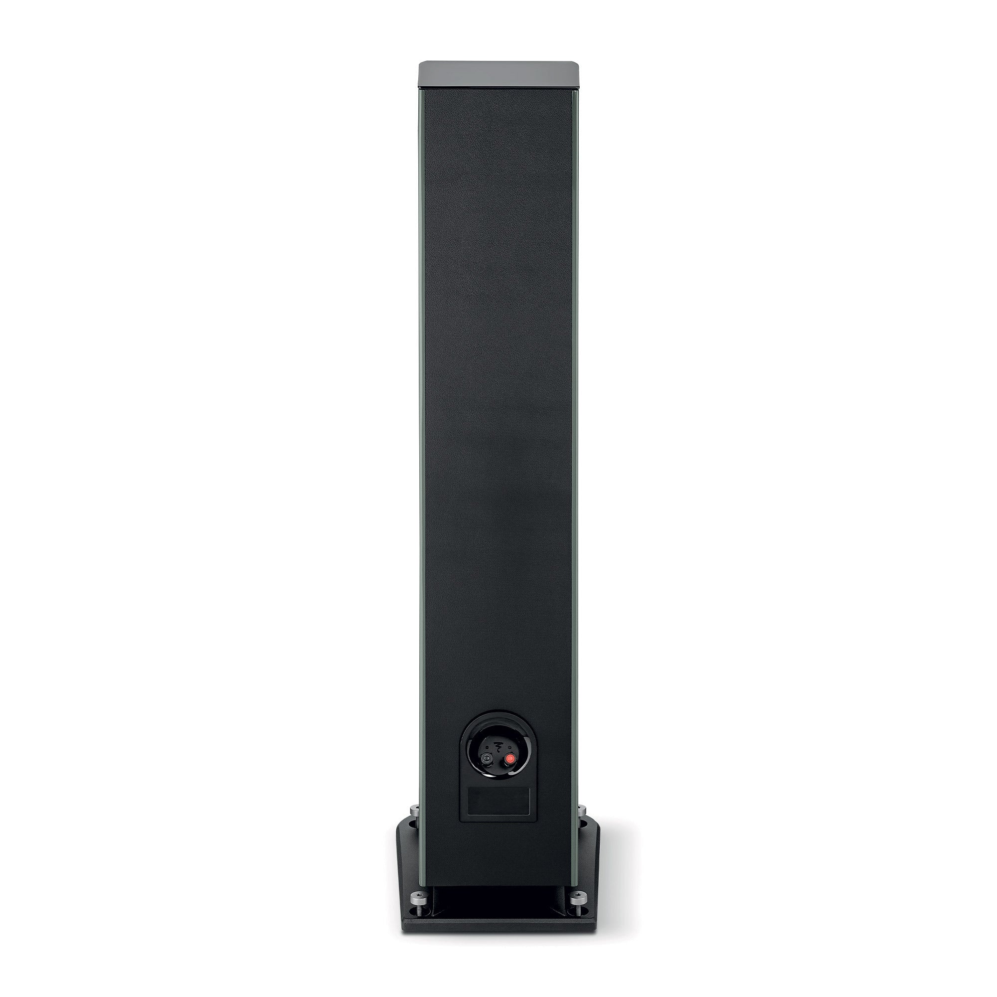 Focal ARIA EVO X N3 Boxe de podea, vedere din spate, culoare verde mușchi, terminale de conectare vizibile.