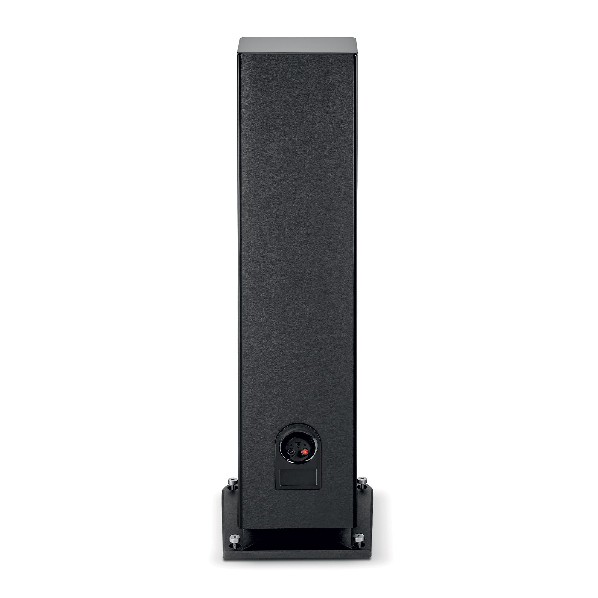 Focal ARIA EVO X N4 Boxe de podea, vedere din spate, culoare negru, conectori de intrare vizibili.