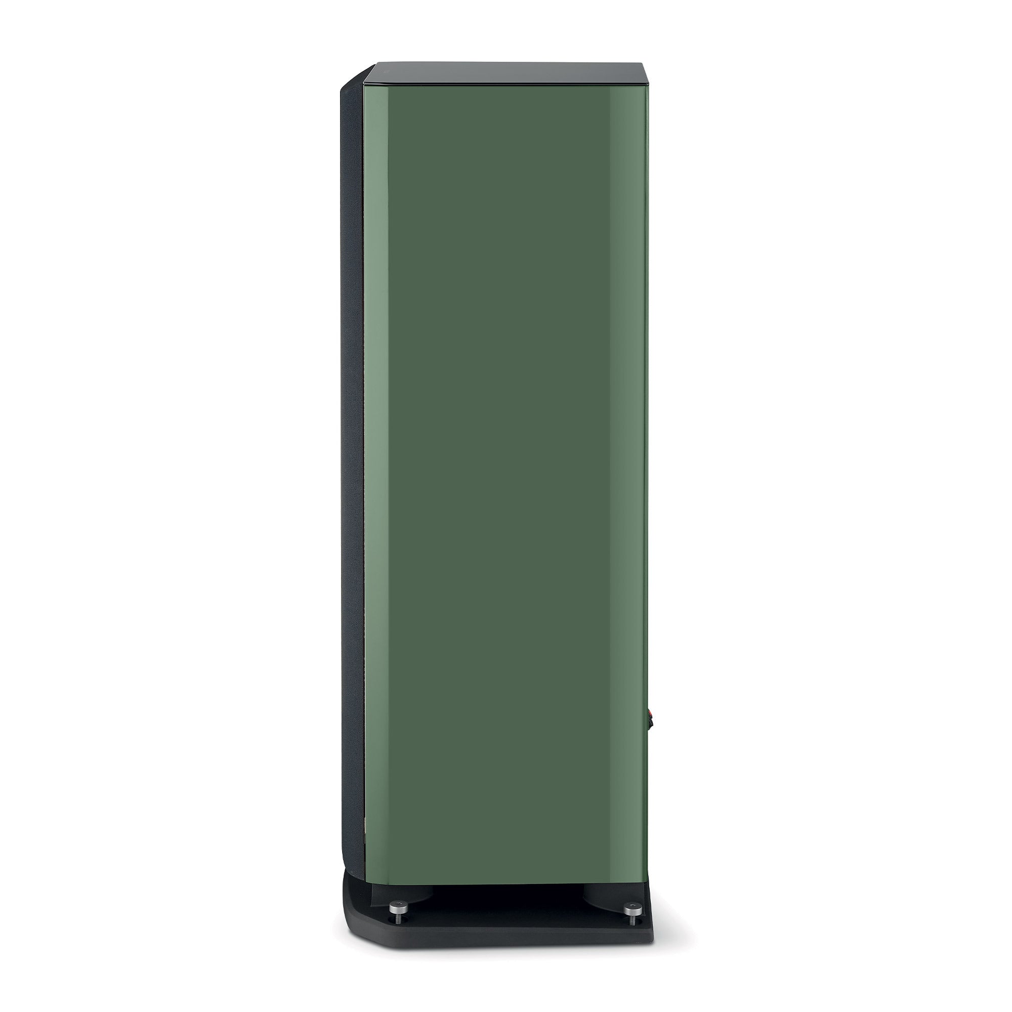 Focal ARIA EVO X N4 Boxe de podea, profil lateral, culoare verde mușchi, bază stabilă cu suporti.
