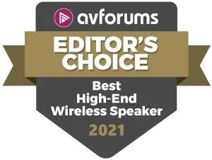 Insignă AVForums Editor's Choice 2021 pentru KEF LS50 Wireless, cel mai bun difuzor wireless high-end.