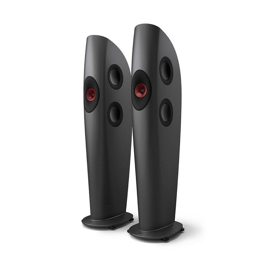 Boxe de podea KEF Blade Two Meta finisaj Charcoal Grey / Red, fotografie oficială KEF