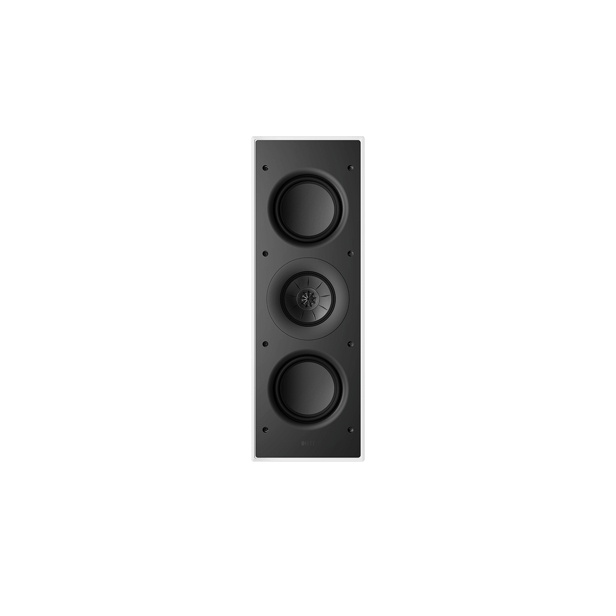 KEF Ci3120QLM-THX, vedere frontală cu driverul Uni-Q și cele două bass-uri