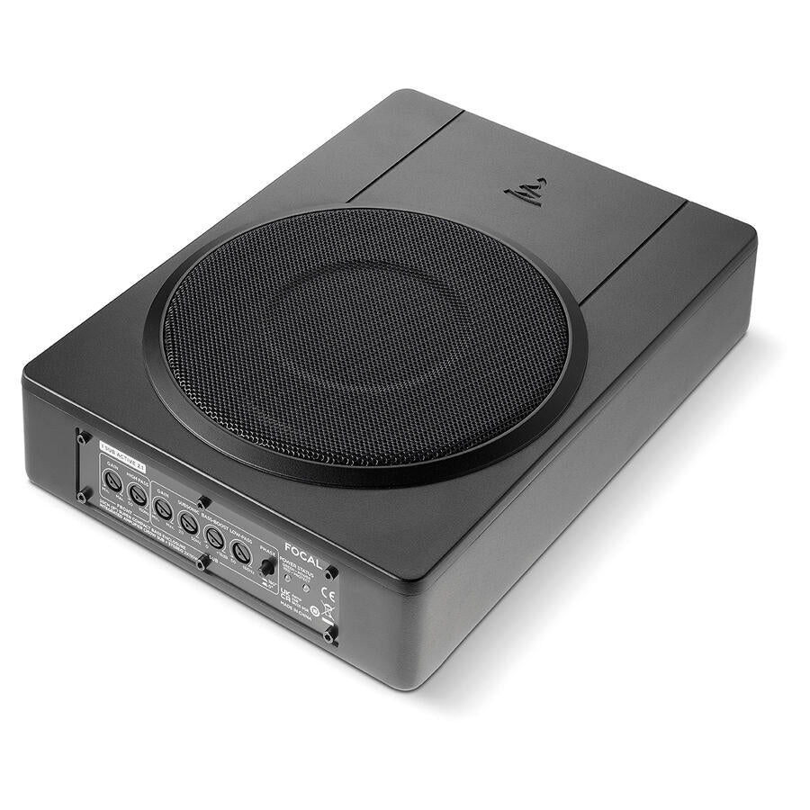 Profilul de 6,3 cm al subwooferului Focal ISUB ACTIVE 2.1 pentru montaj sub scaun