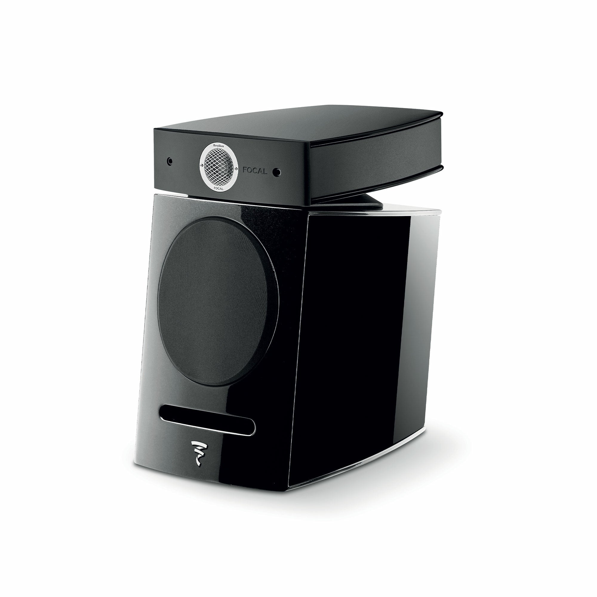 Focal Diablo Utopia Colour Evo, vedere din stânga față, culoare neagră, tweeter și woofer vizibile.
