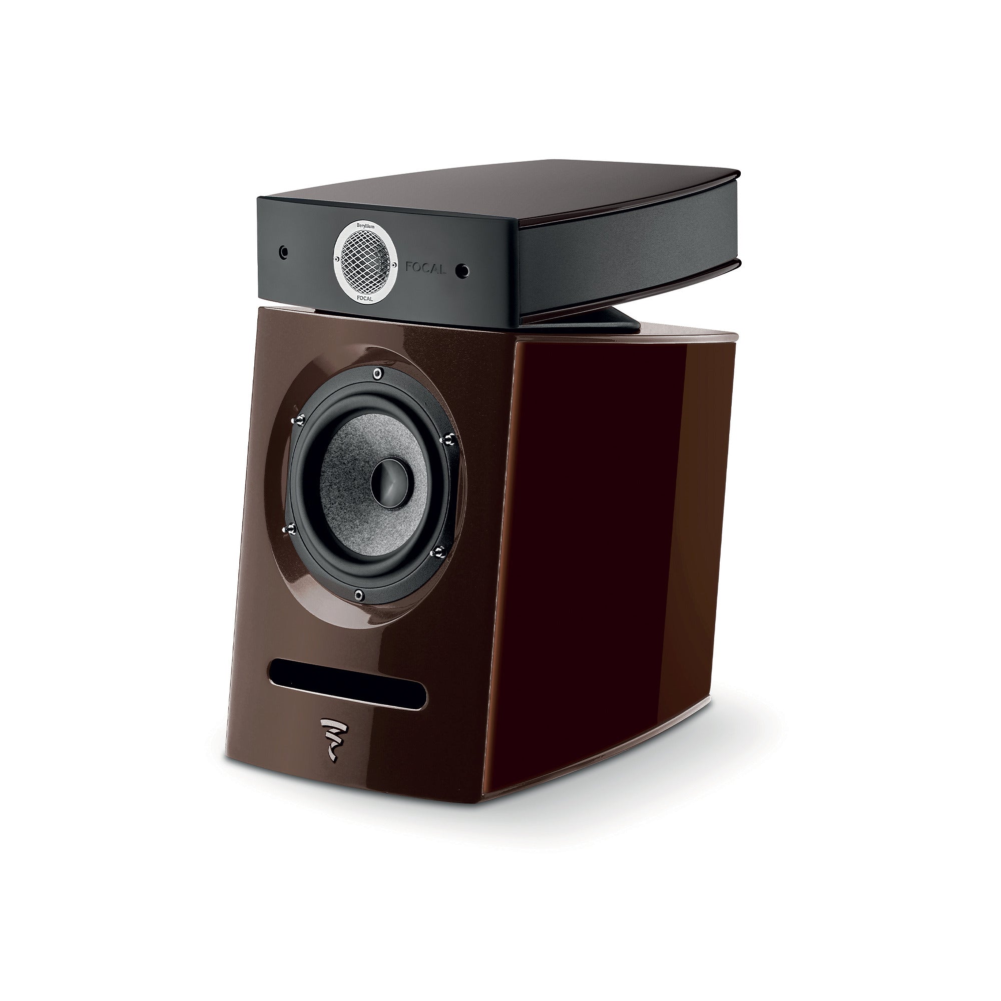 Focal Diablo Utopia Colour Evo Boxe de raft, unghi 34°, culoare Hot Chocolate, difuzor și tweeter vizibile.#color_hot-chocolate