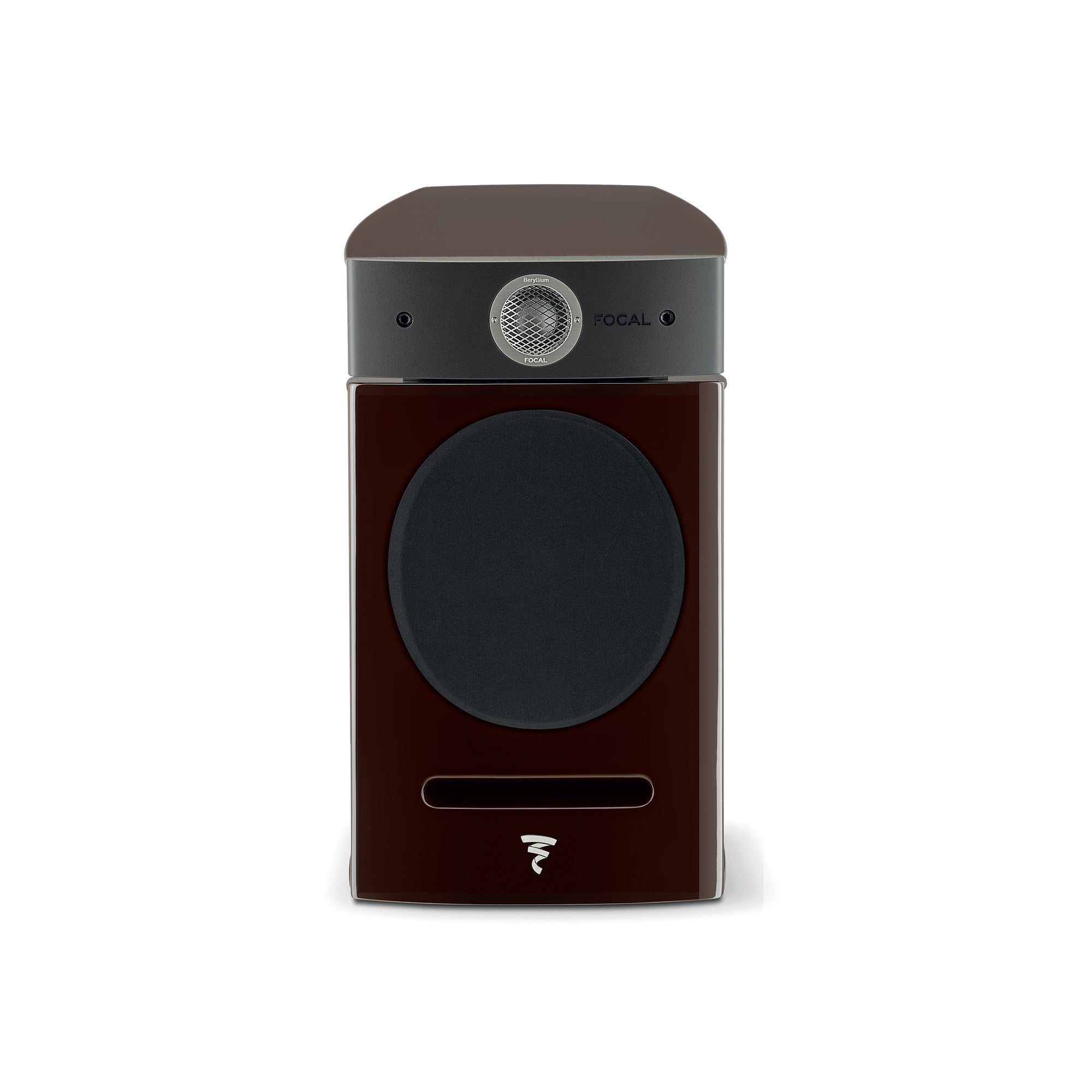 Focal Diablo Utopia Colour Evo, vedere frontală, culoare Hot Chocolate, tweeter central și logo vizibil.