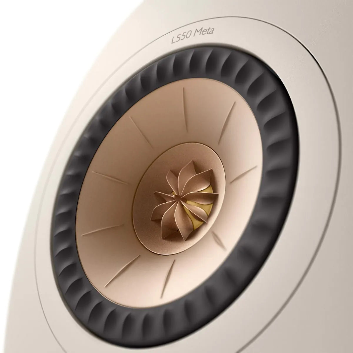 Difuzor Uni-Q central KEF LS50 Meta culoare Sand, vedere detaliată frontală cu driver concentric.