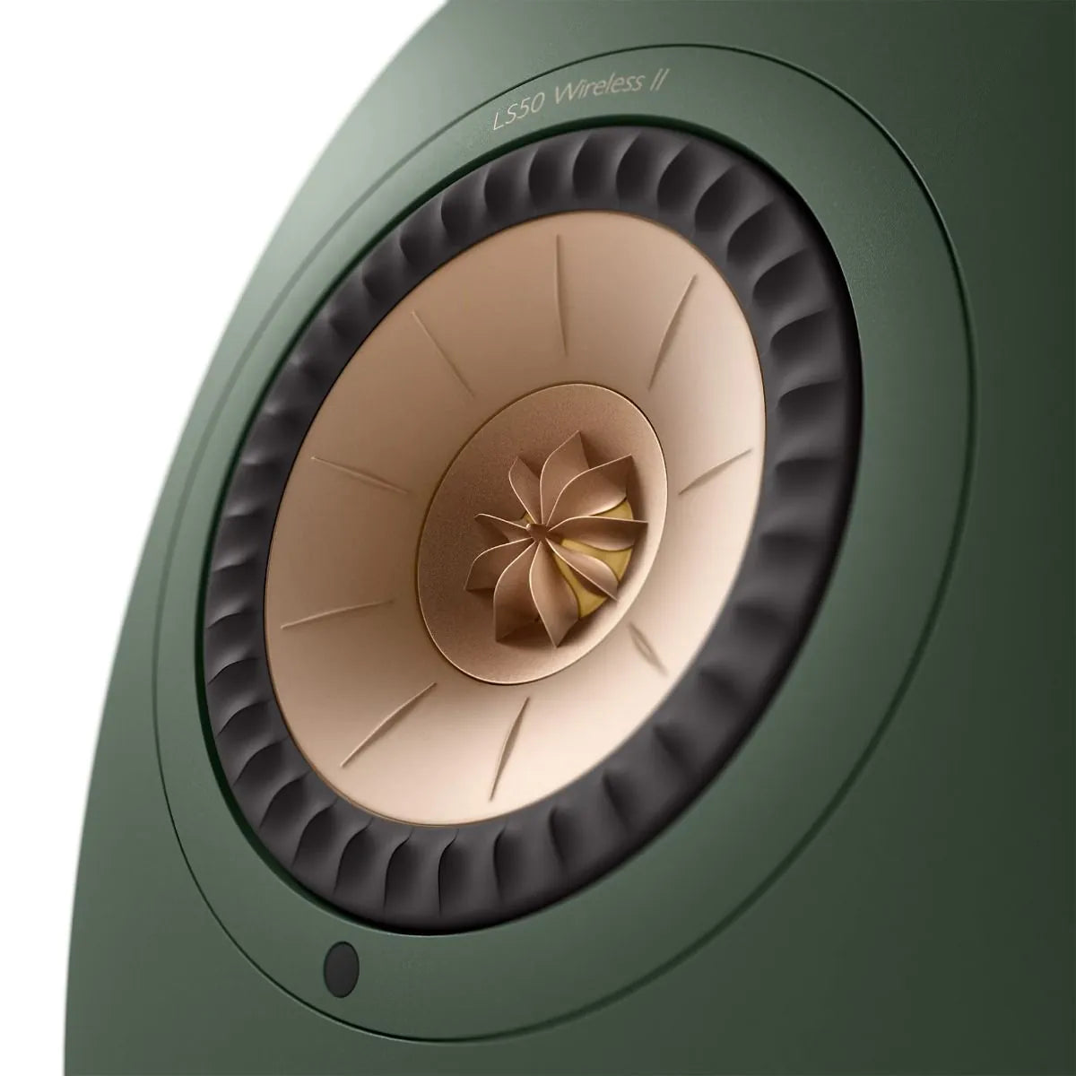 Boxă activă KEF LS50 Wireless II culoare Moss, vedere detaliată frontală a difuzorului Uni-Q.