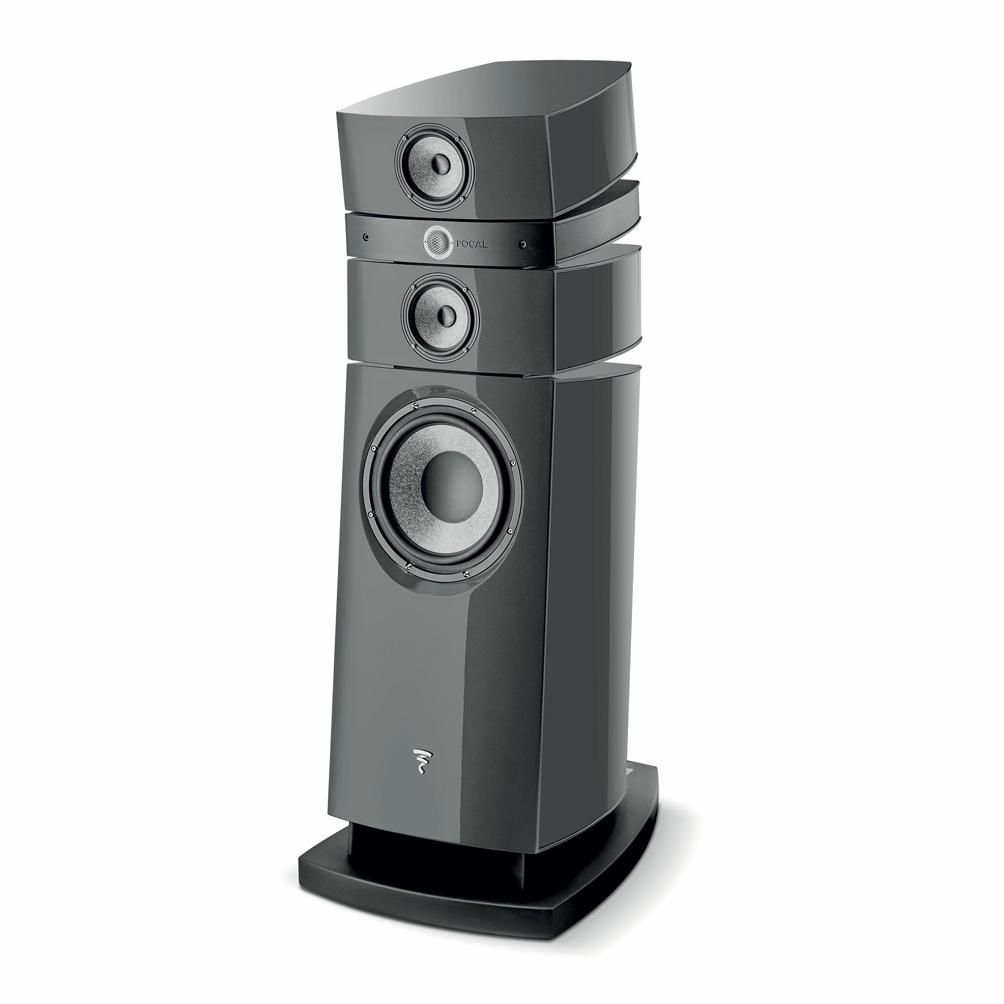 Focal Stella Utopia EM Evo boxă de podea, unghi de 34°, culoare gri, vizibil tweeter și woofer frontal.