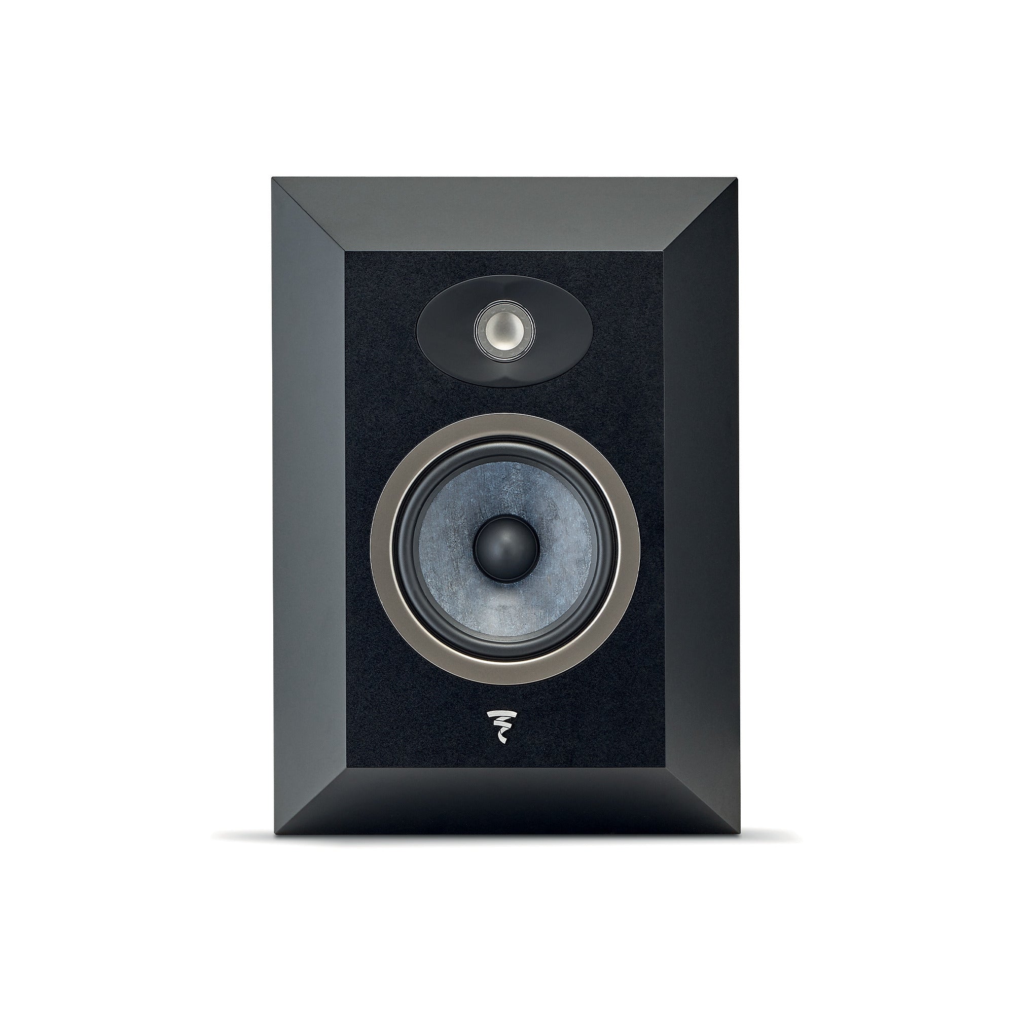 Boxă de perete Focal Theva Surround, vedere frontală, negru, tweeter și woofer vizibile, model theva_sw_face.