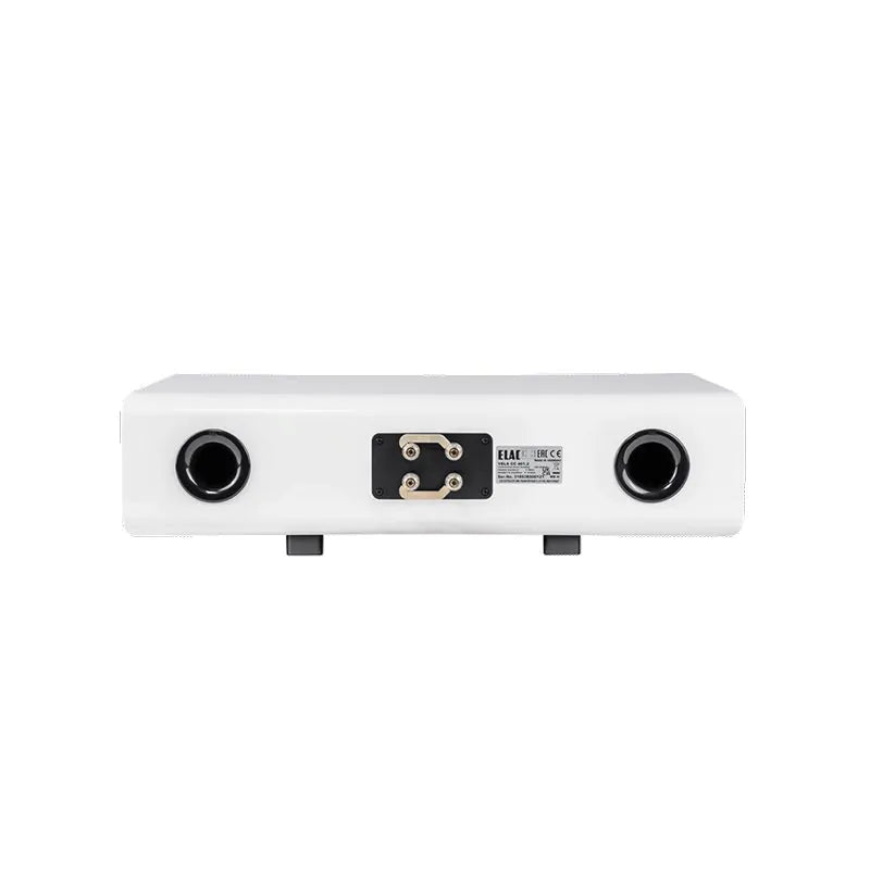 Spate boxă centrală Elac Vela CC 401.2 alb lucios, conectori bi-wire și două porturi bass reflex.