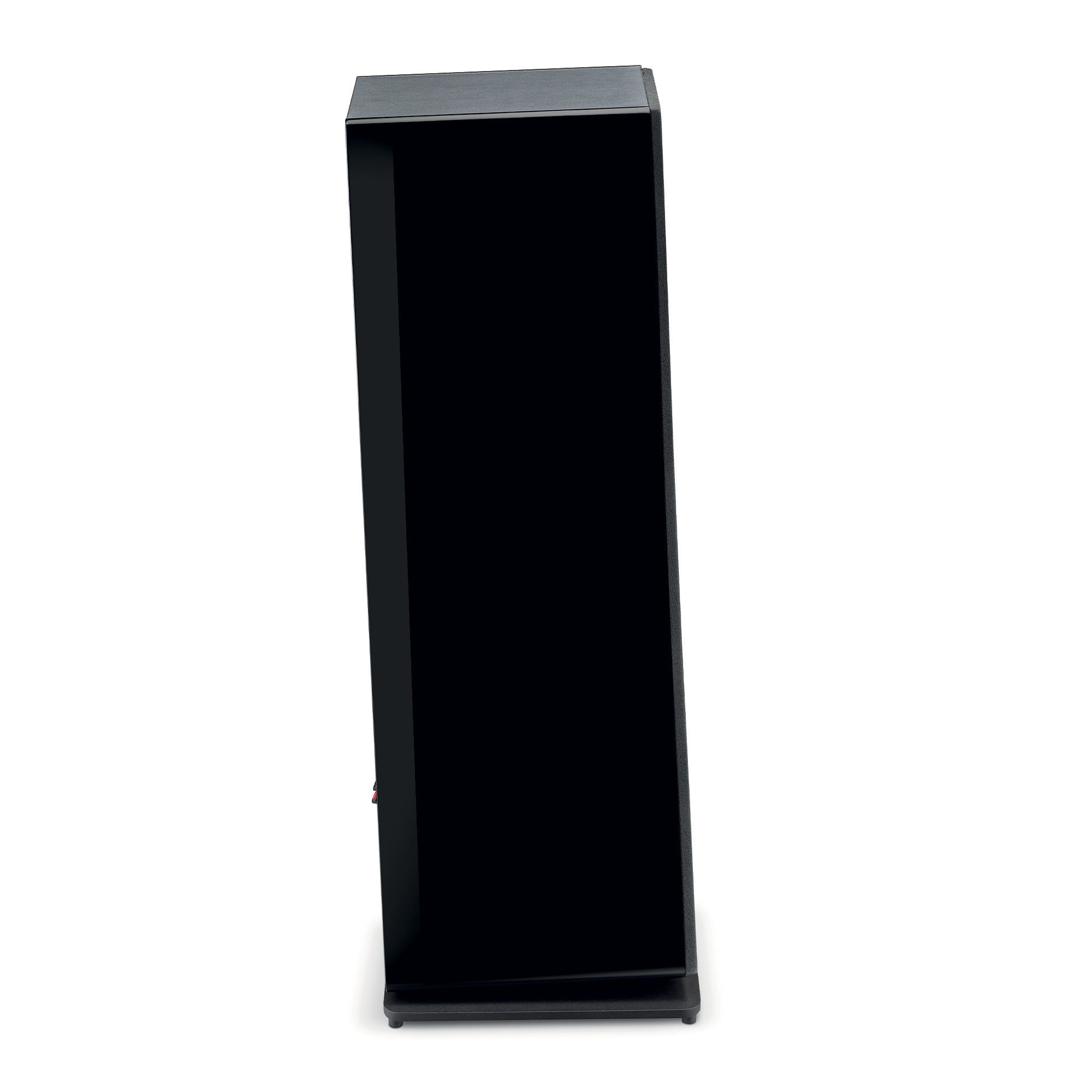 Boxa de podea Focal Vestia N°2, profil lateral negru, evidențiind partea laterală și finisajul elegant.