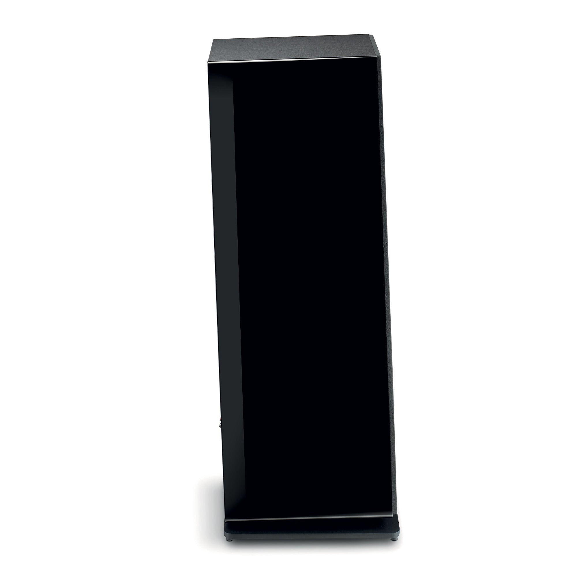 Focal Vestia N4 Boxe de podea, vedere laterală neagră, profil îngust, design modern, finisaj lucios.