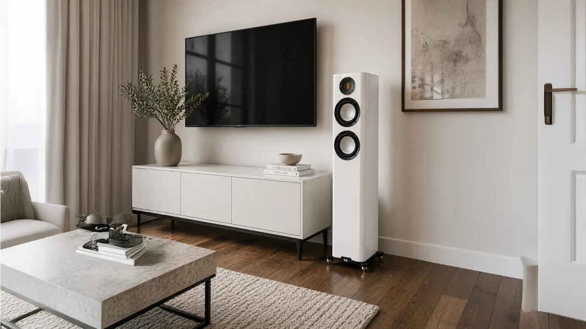 Elac Carina FS 247.4 Boxe de podea - Pereche Satin White, imagine oficială.