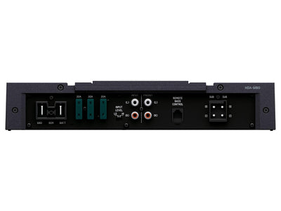 Alpine HDA-M80 – panoul de comenzi de pe partea superioară, cu filtre HP/LP și reglaj gain