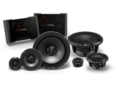Set boxe auto pe 3 căi Alpine HDZ-653S din gama Alpine Status, componentele complete
