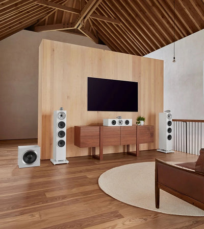 Bowers & Wilkins 702 S3 Boxe de podea - Pereche Satin White, imagine oficială.