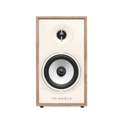 Boxa Triangle Borea BR02, față, culoare stejar deschis, prezintă tweeter și woofer vizibile.