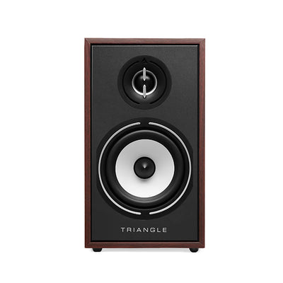 Triangle Borea BR02 Boxe de raft, față, culoare nuc, tweeter și woofer vizibile, brand Triangle jos.