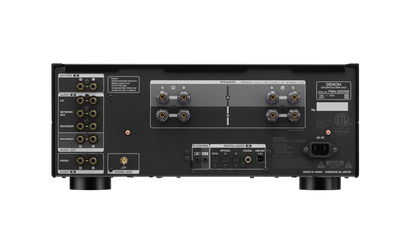 Spatele amplificatorului Denon PMA-3000NE, conexiuni audio, intrări digitale, ieșiri pentru boxe.