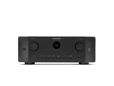 Receptor AV Marantz Cinema 60, vedere frontală, culoare neagră, afișaj central și butoane de control.