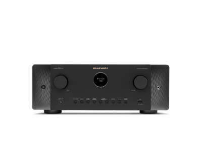 Receptor AV Marantz Cinema 60 DAB negru, vedere frontală. Afișaj central și butoane de control vizibile.