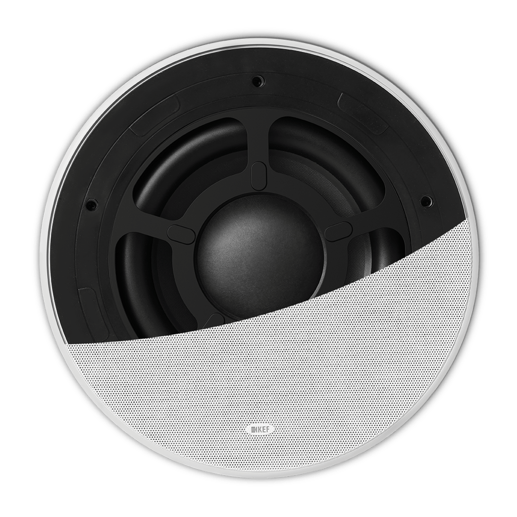 Subwoofer încastrabil KEF Ci250RRb-THX, vedere frontală cu decupajul de montaj