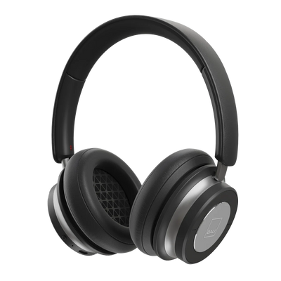 Căști Bluetooth Dali iO-6, vedere laterală, culoare negru fier, cupe mari și bandă căptușită.