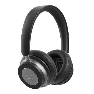 Căști Dali iO-6 Bluetooth, vedere laterală, culoare negru fier, cupe rotunde și bandă căptușită.