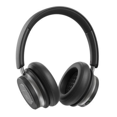 Căști Dali iO-6 Bluetooth, vedere laterală, culoare iron black, cupe mari și bandă ajustabilă.