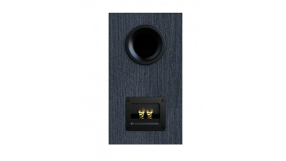 Spate boxă Elac Debut 3.0 DB53, culoare negru, port bass reflex și conectori aurii pentru cabluri.