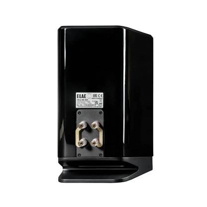 Spate Elac Vela BS 404.2 negru, conectori bi-wire/bi-amp vizibili și etichetă specificații tehnice.