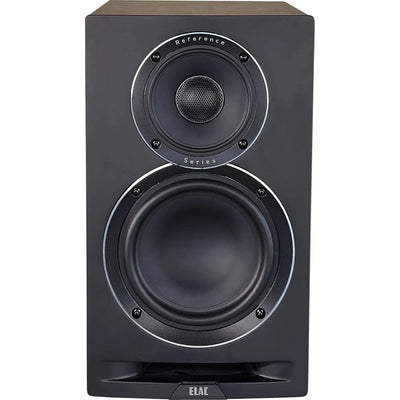 Boxă Elac Uni-Fi Reference UBR62 Black Wood, vedere frontală cu tweeter și woofer vizibile, port bass reflex.