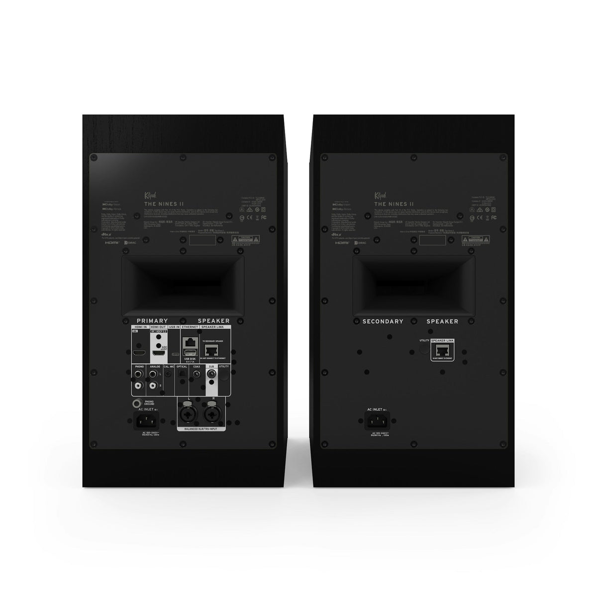 Klipsch The Nines II Boxe active - Pereche, finisaj Ebony, vedere din spate.