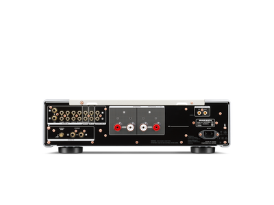 Panoul din spate al Marantz Model 30 Amplificator negru, cu multiple intrări audio și conectori RCA.