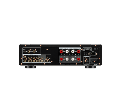 Panoul din spate al amplificatorului Marantz Model 50, negru, cu multiple conexiuni audio și intrări RCA.