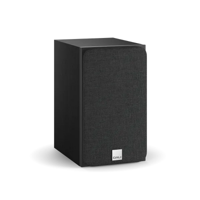 Boxa Dali OBERON 1, culoare Black Ash, cu grilaj frontal vizibil. Ideală pentru sisteme audio.