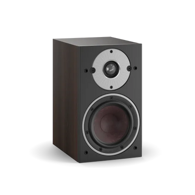 Boxă Dali OBERON 1, culoare nuc închis, vedere frontală. Vizibile: tweeter și woofer. Audio premium.