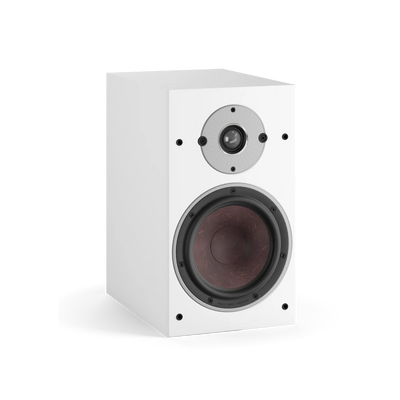 Boxa Dali OBERON 3 albă, vedere laterală, cu tweeter și woofer vizibile, ideală pentru sistem home theater.